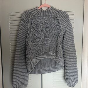 Free People Gray Cable Knit Sweater